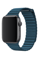 Curea Ceas Apple Watch Casual Leather Denim Blue - WATCHERS