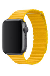 Curea Ceas Apple Watch Casual Leather Yellow - WATCHERS