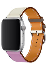Curea Ceas Apple Watch Leather Monarch Pink/Cream - WATCHERS