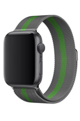 Curea Ceas Apple Watch Milanese Green Stripe Metalica - WATCHERS