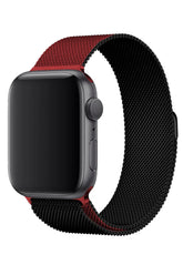Curea Ceas Apple Watch Milanese Charcoal Red Metalica - WATCHERS