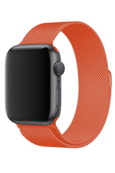 Curea Ceas Apple Watch Milanese Bright Orange Metalica - WATCHERS