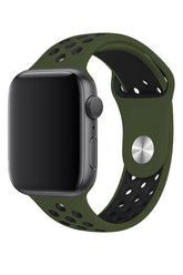 Curea Ceas Apple Watch Silicon Sport Kaki Black - WATCHERS