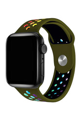 Curea Ceas Apple Watch Sport Silicon Olive Rainbow - WATCHERS