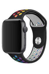 Curea Ceas Apple Watch Silicon Sport Black Rainbow - WATCHERS
