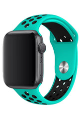 Curea Ceas Apple Watch Sport Silicon Black Turquoise - WATCHERS