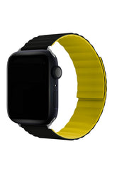 Curea Ceas Apple Watch Silicon Louis Black/Yellow - WATCHERS