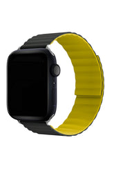 Curea Ceas Apple Watch Silicon Louis Dark Gray/Yellow - WATCHERS