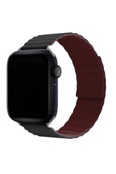 Curea Ceas Apple Watch Silicon Louis Dark Gray/Deep Red - WATCHERS