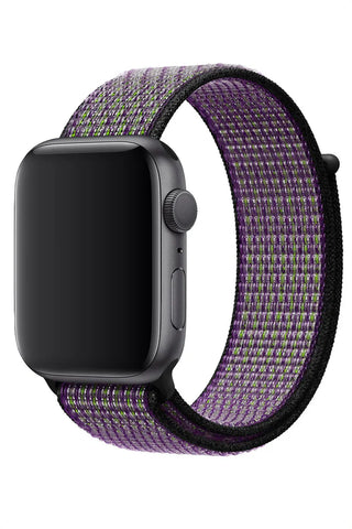 Curea Ceas Apple Watch Sport Nylon Green Rainbow - WATCHERS