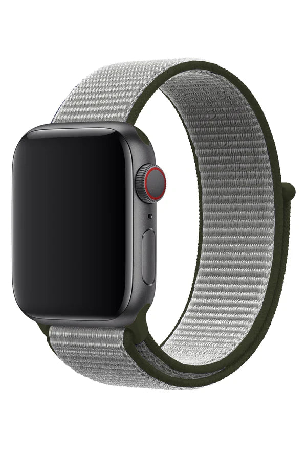Curea Ceas Apple Watch  Sport Nylon Gray Kaki - WATCHERS