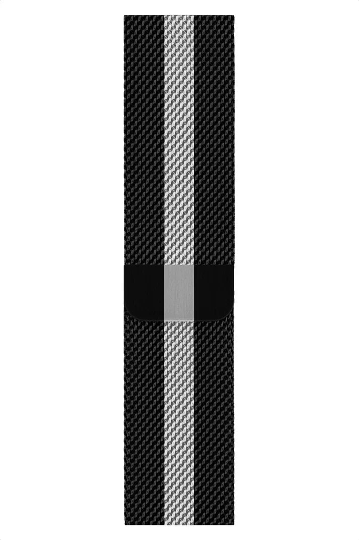 Curea Ceas Apple Watch Milanese White Racing Stripe Metalica - WATCHERS