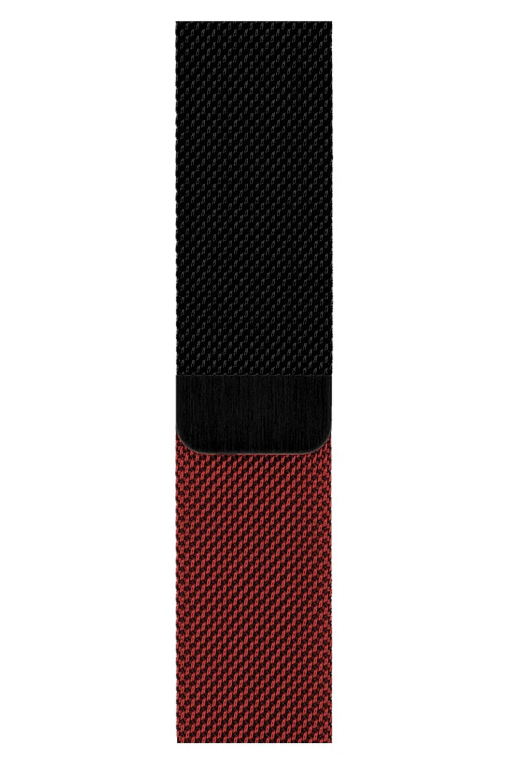 Curea Ceas Apple Watch Milanese Charcoal Red Metalica - WATCHERS