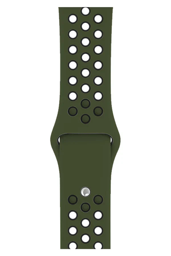 Curea Ceas Apple Watch Silicon Sport Kaki Black - WATCHERS