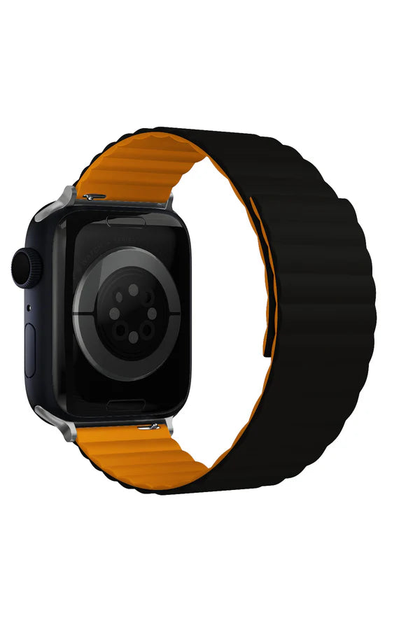 Curea Ceas Apple Watch Silicon Louis Black/Orange - WATCHERS