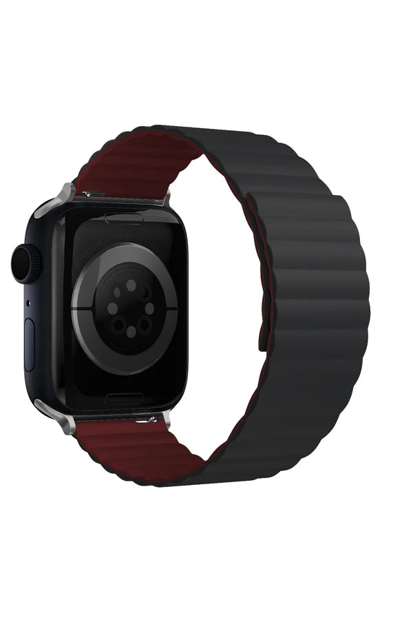 Curea Ceas Apple Watch Silicon Louis Dark Gray/Deep Red - WATCHERS