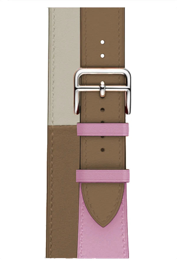 Curea Ceas Apple Watch Leather Monarch Spiral Brown/Pink - WATCHERS