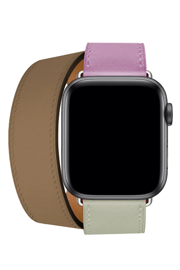 Curea Ceas Apple Watch Leather Monarch Spiral Brown/Pink - WATCHERS