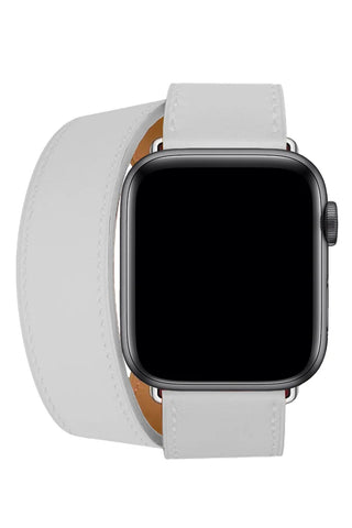 Curea Ceas Apple Watch Leather Monarch Spiral White - WATCHERS