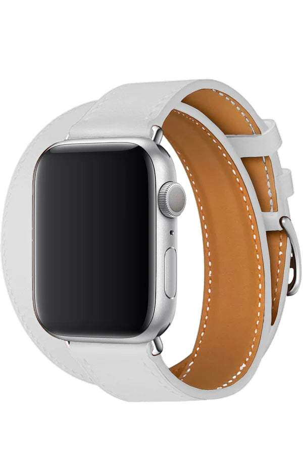Curea Ceas Apple Watch Leather Monarch Spiral White - WATCHERS