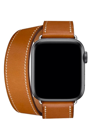 Curea Ceas Apple Watch Leather Monarch Spiral Brown - WATCHERS