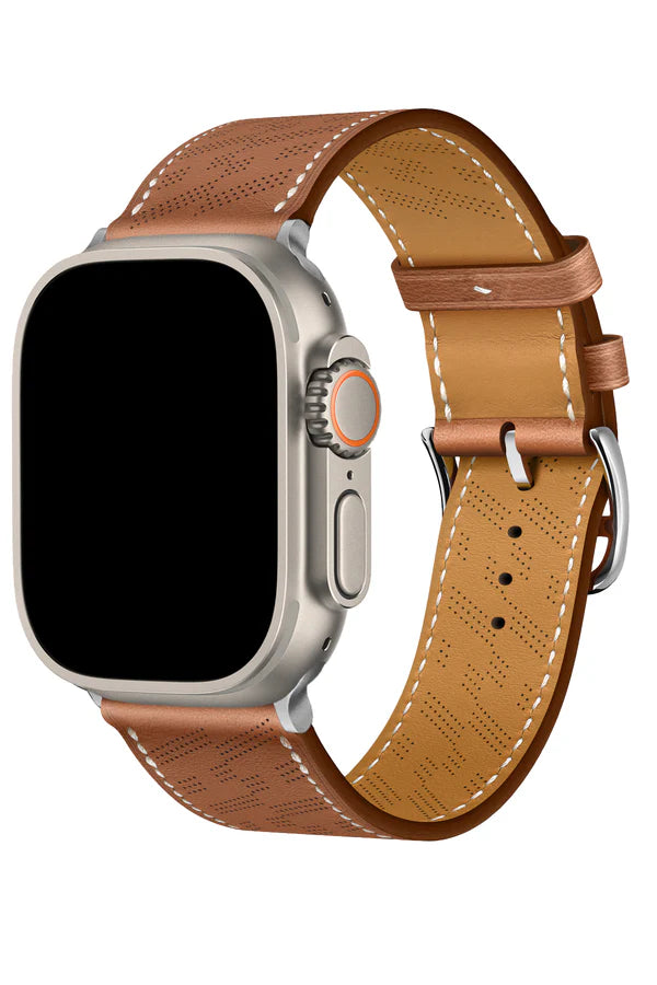 Curea Ceas Apple Watch Leather Perforated Monarch Brias - WATCHERS