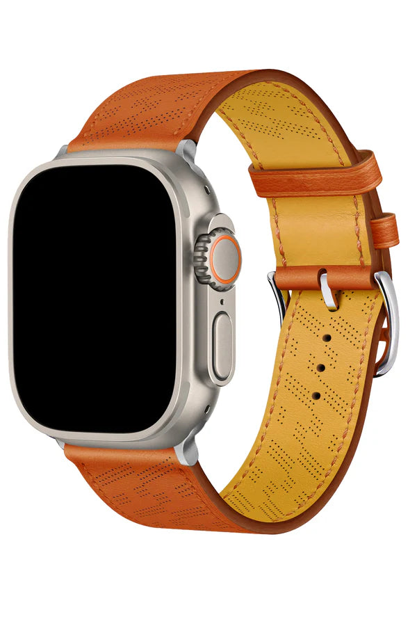 Curea Ceas Apple Watch Leather Perforated Monarch Orangeade - WATCHERS