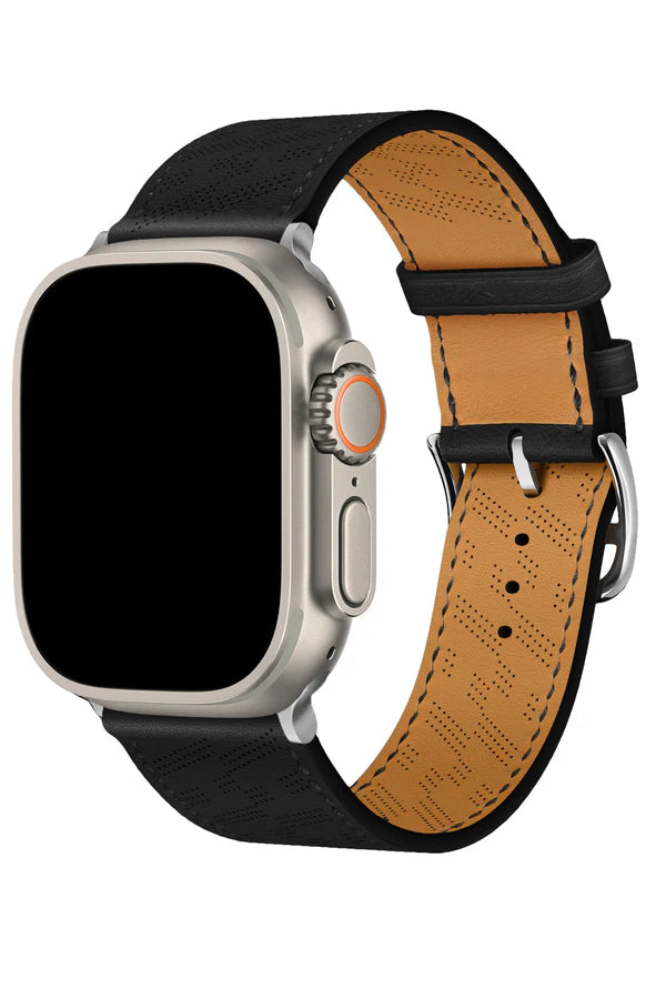Curea Ceas Apple Watch Leather Perforated Monarch Black - WATCHERS